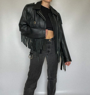 Openroad Leather Fringe Moto Jacket