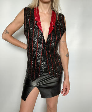 Tuxedo Sequin Vest