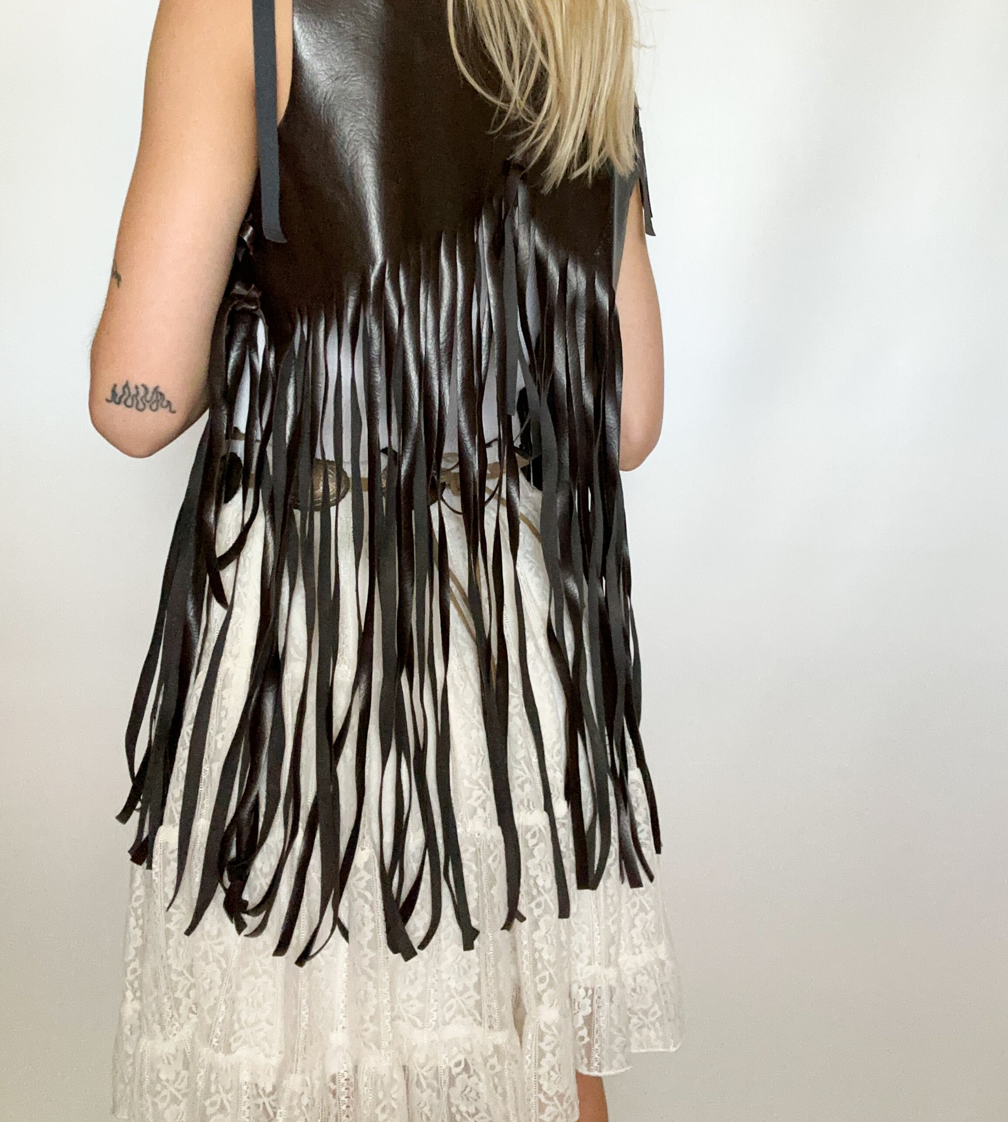 Fringe Leather Like Vest