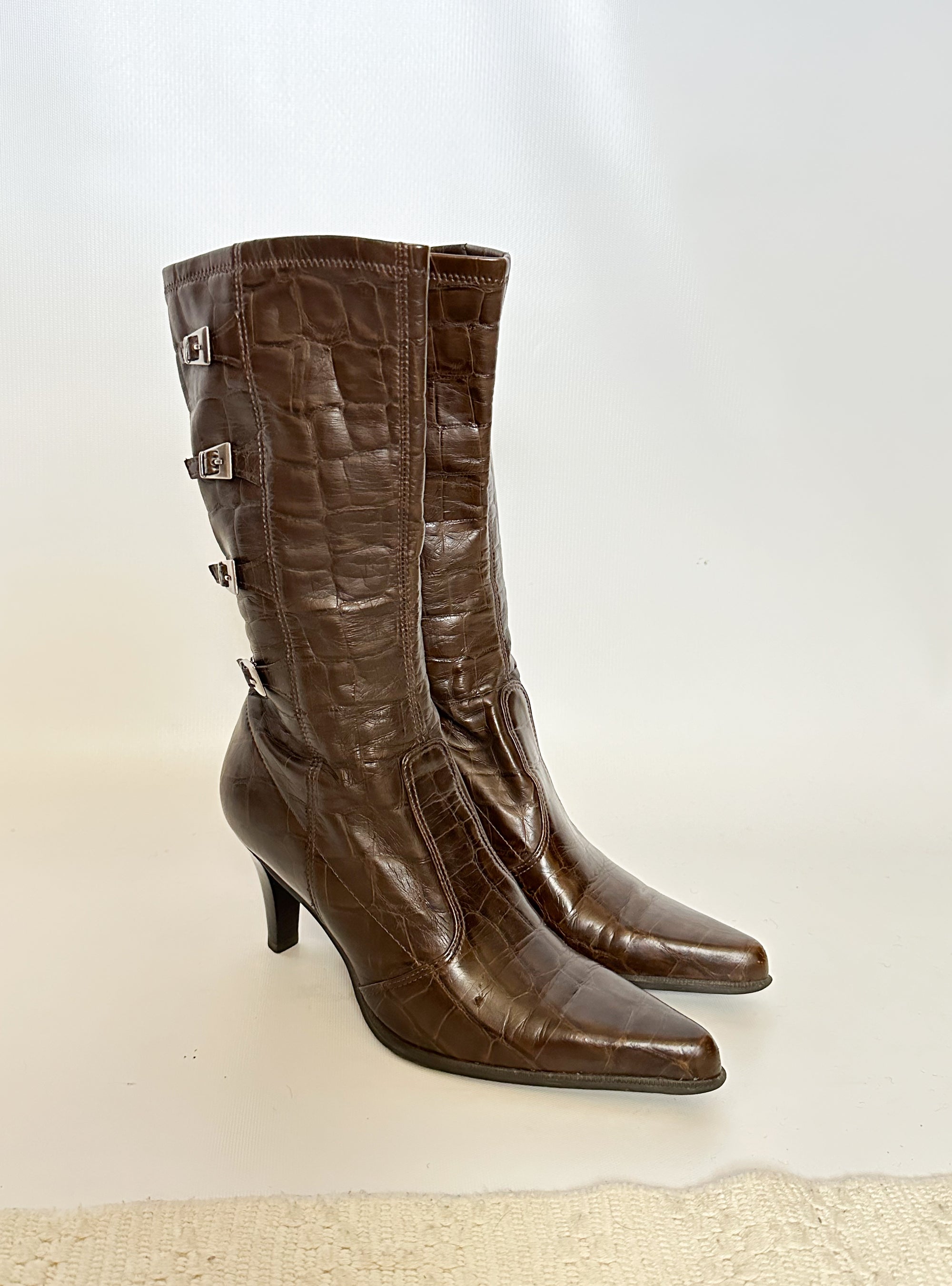 Brown Buckle Boots