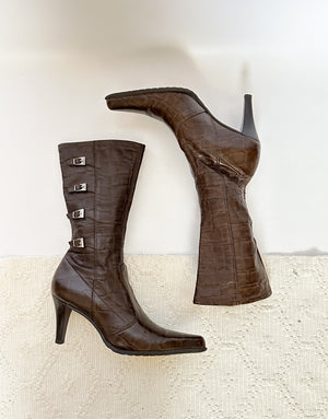 Brown Buckle Boots