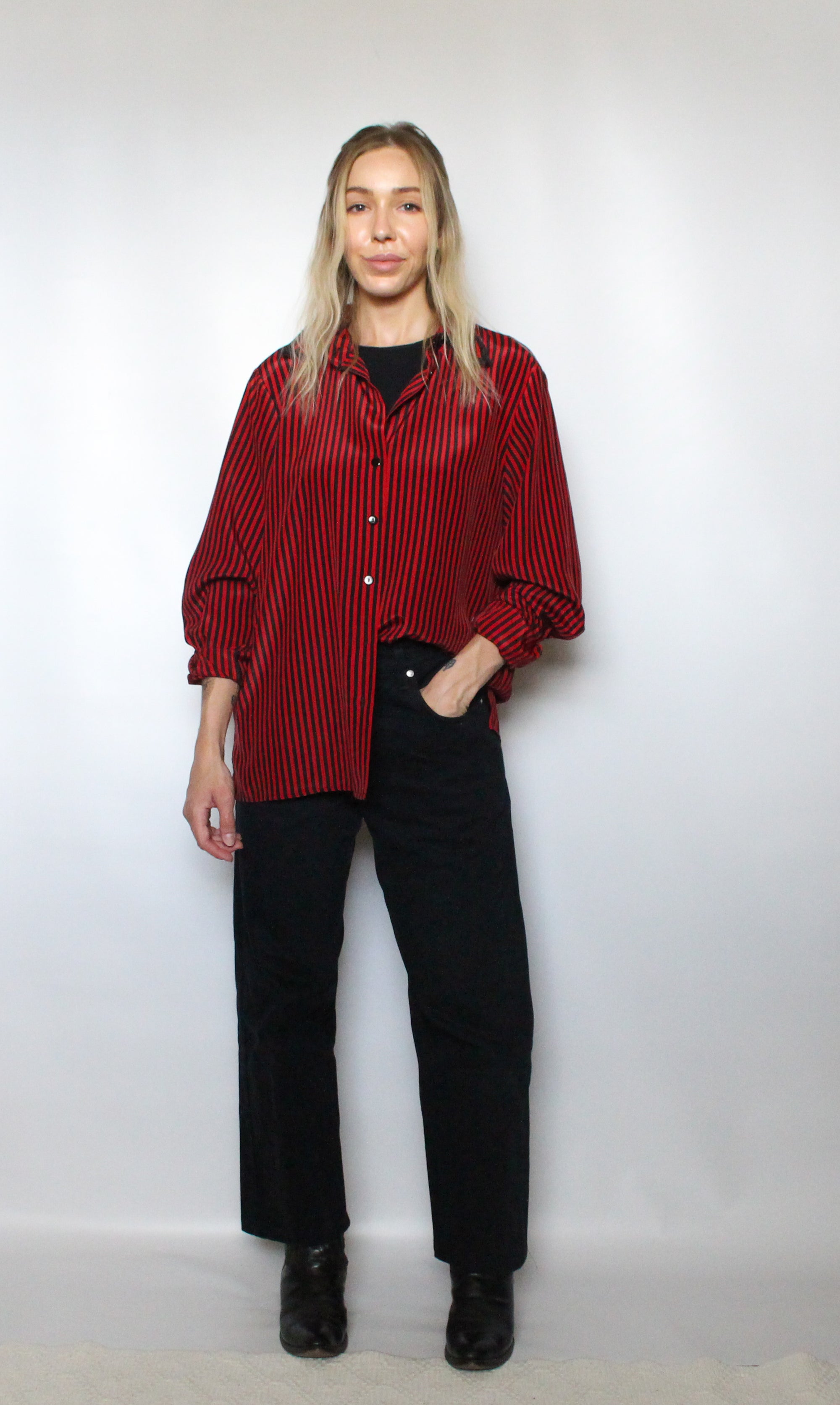 Red Striped Button Up