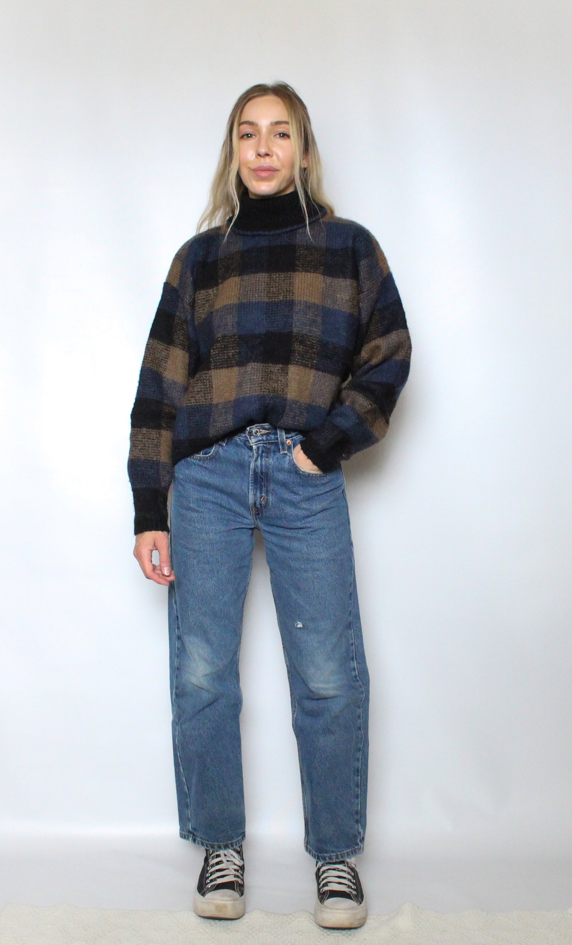 Colorblock Plaid Sweater