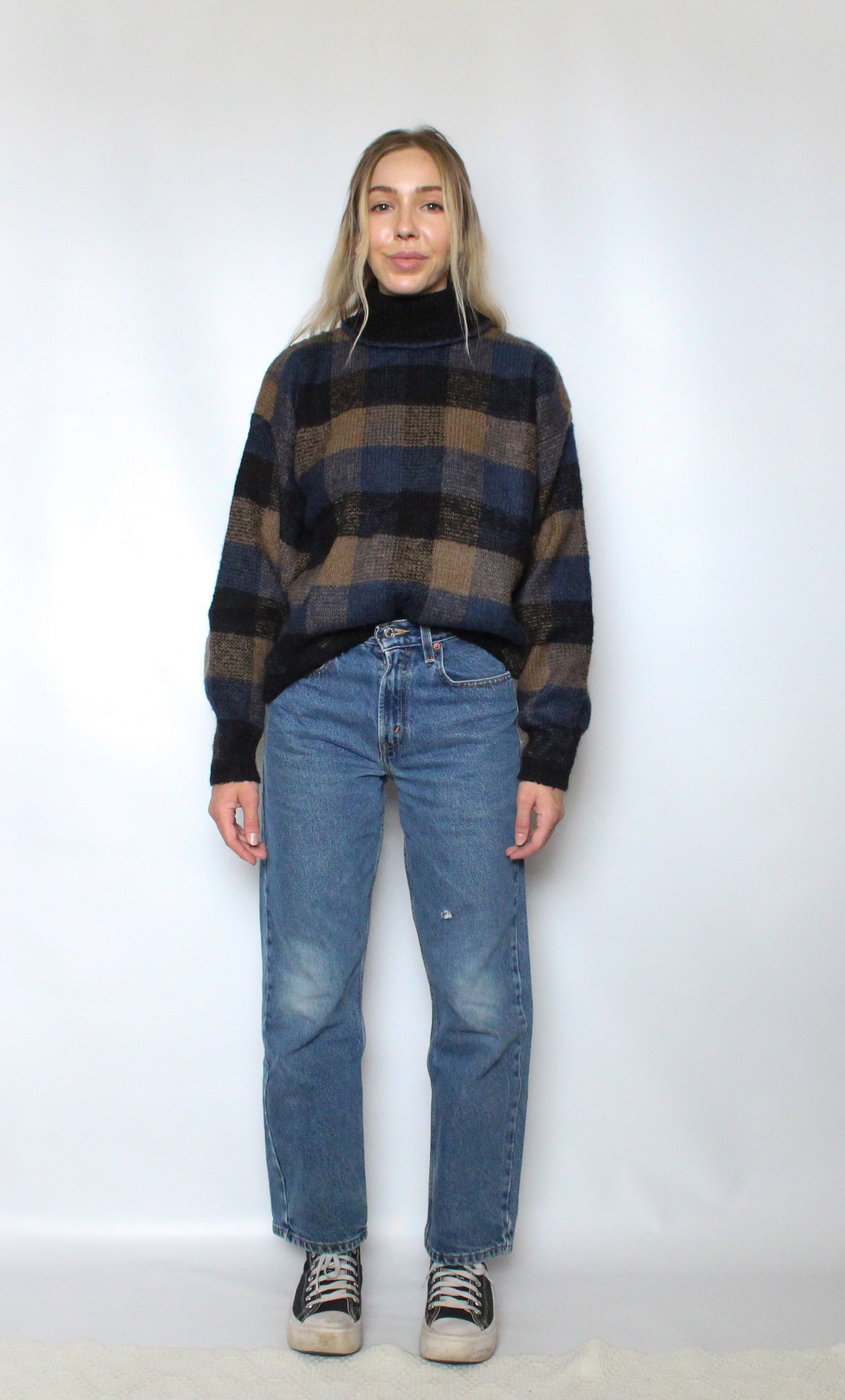 Colorblock Plaid Sweater