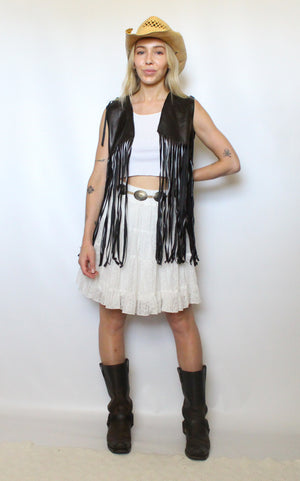 Fringe Leather Like Vest