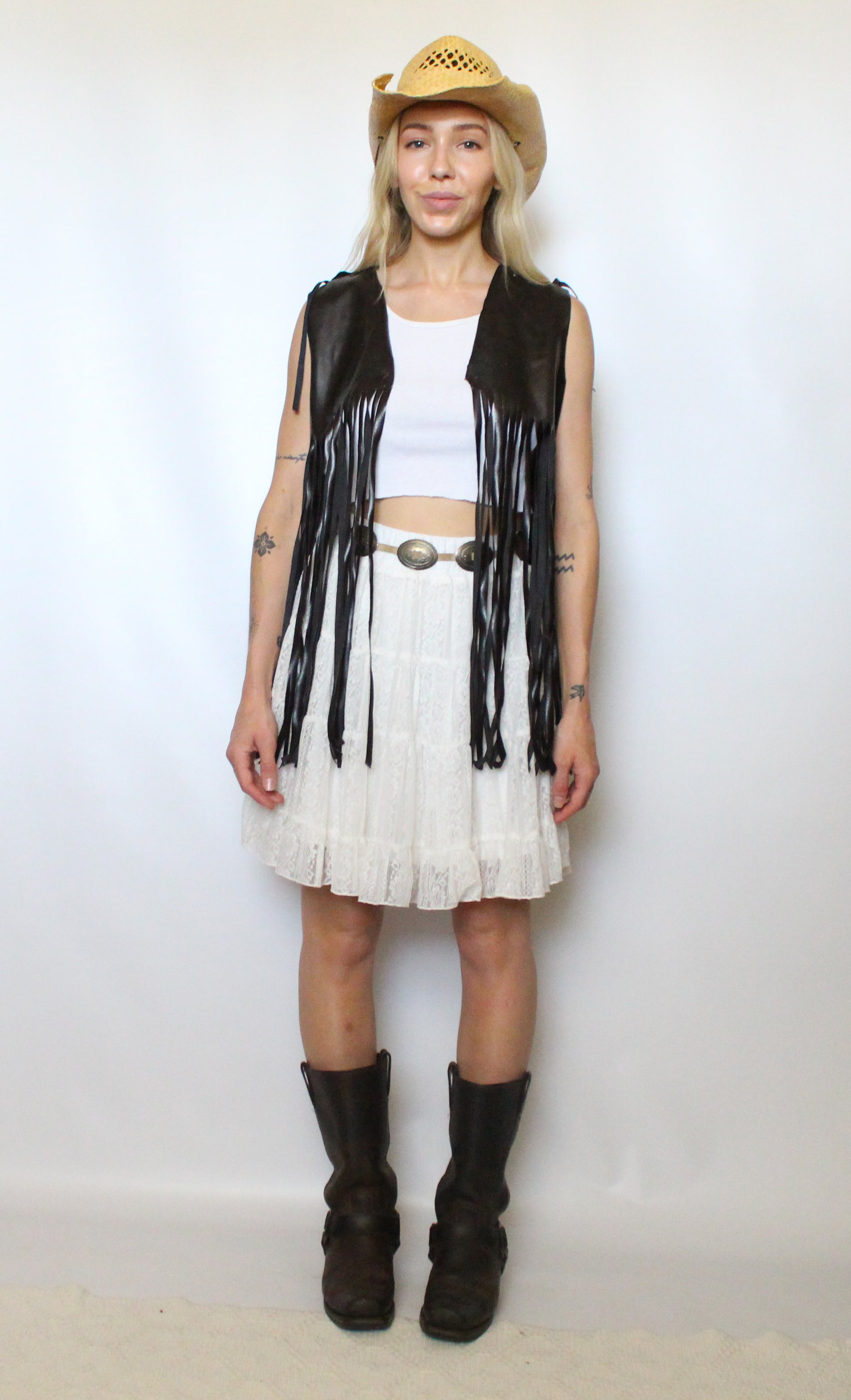 Fringe Leather Like Vest