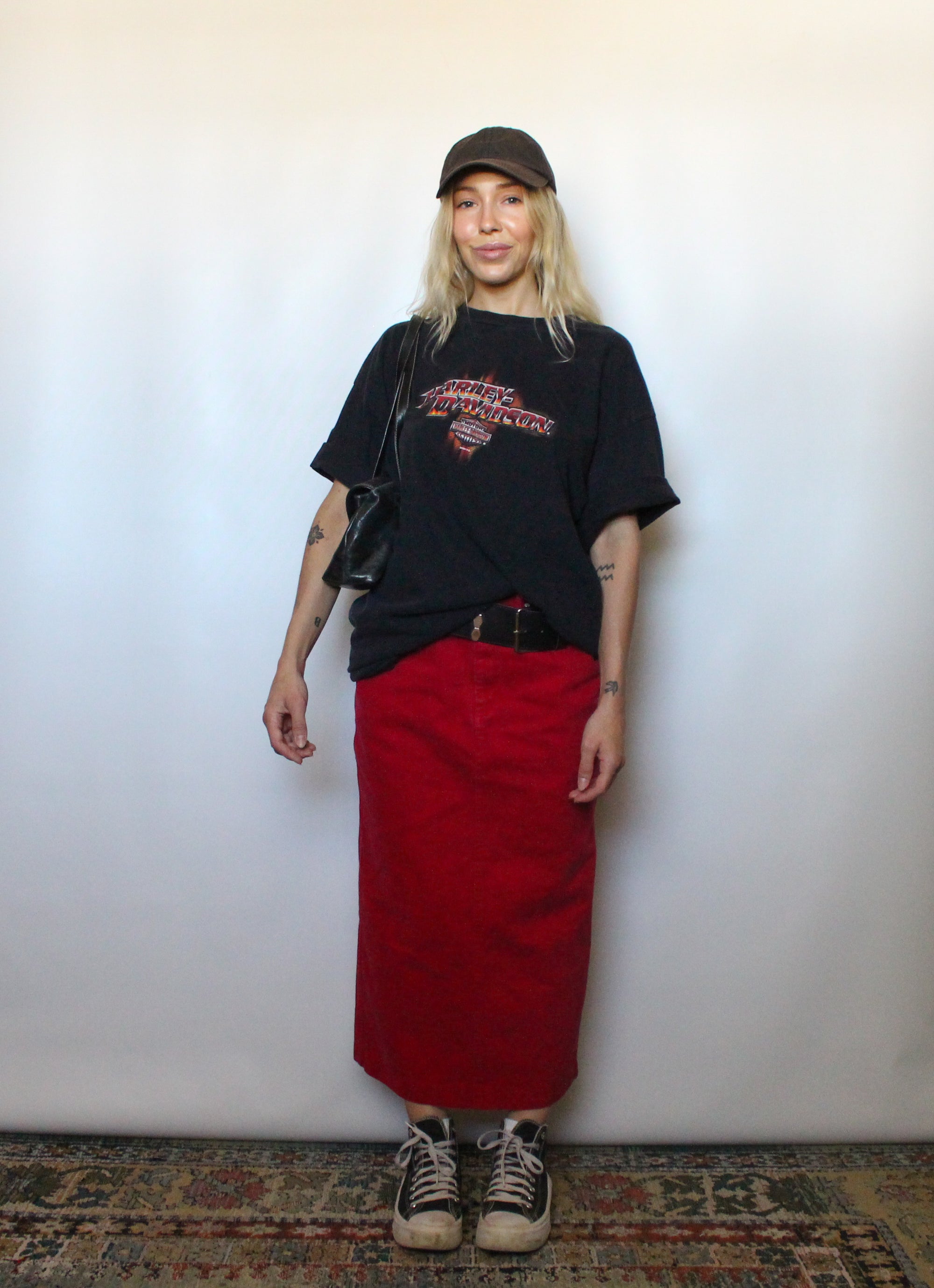 Red Denim Skirt