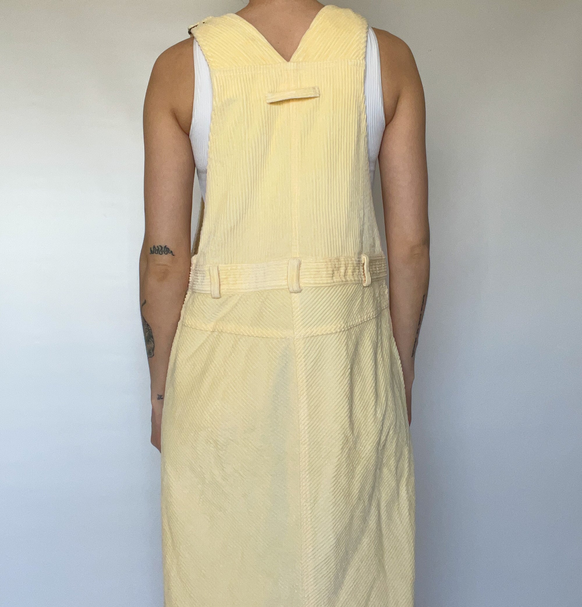 Yellow Corduroy Bib Dress