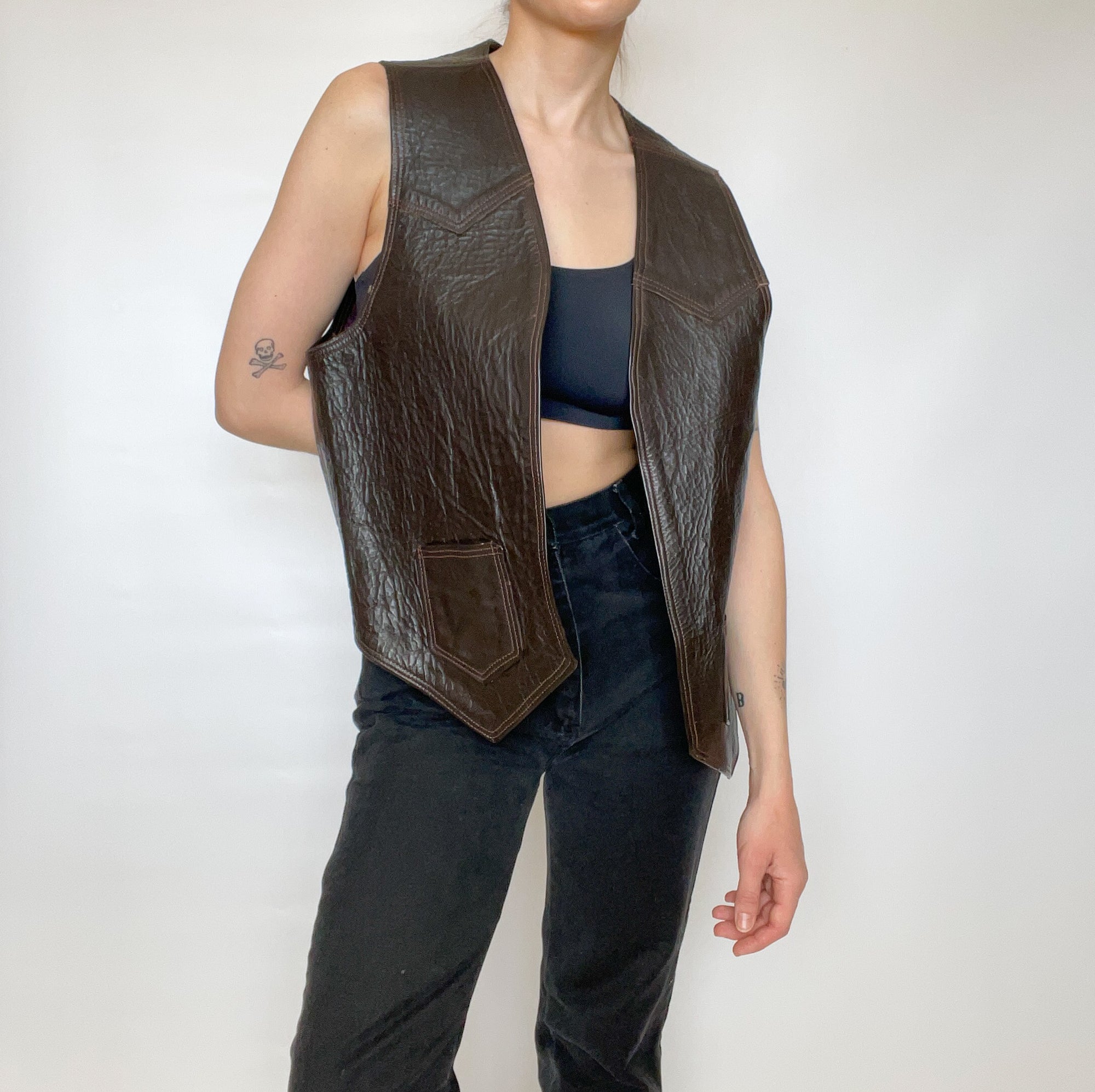 Dark Brown Leather Vest