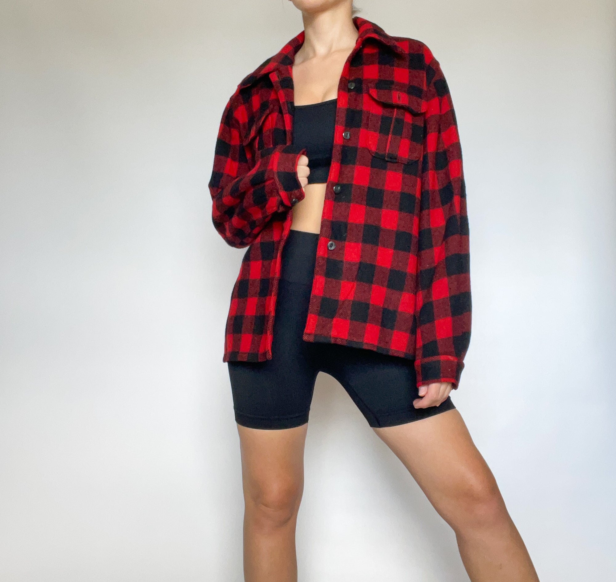 Plaid Button Up Wool Jacket