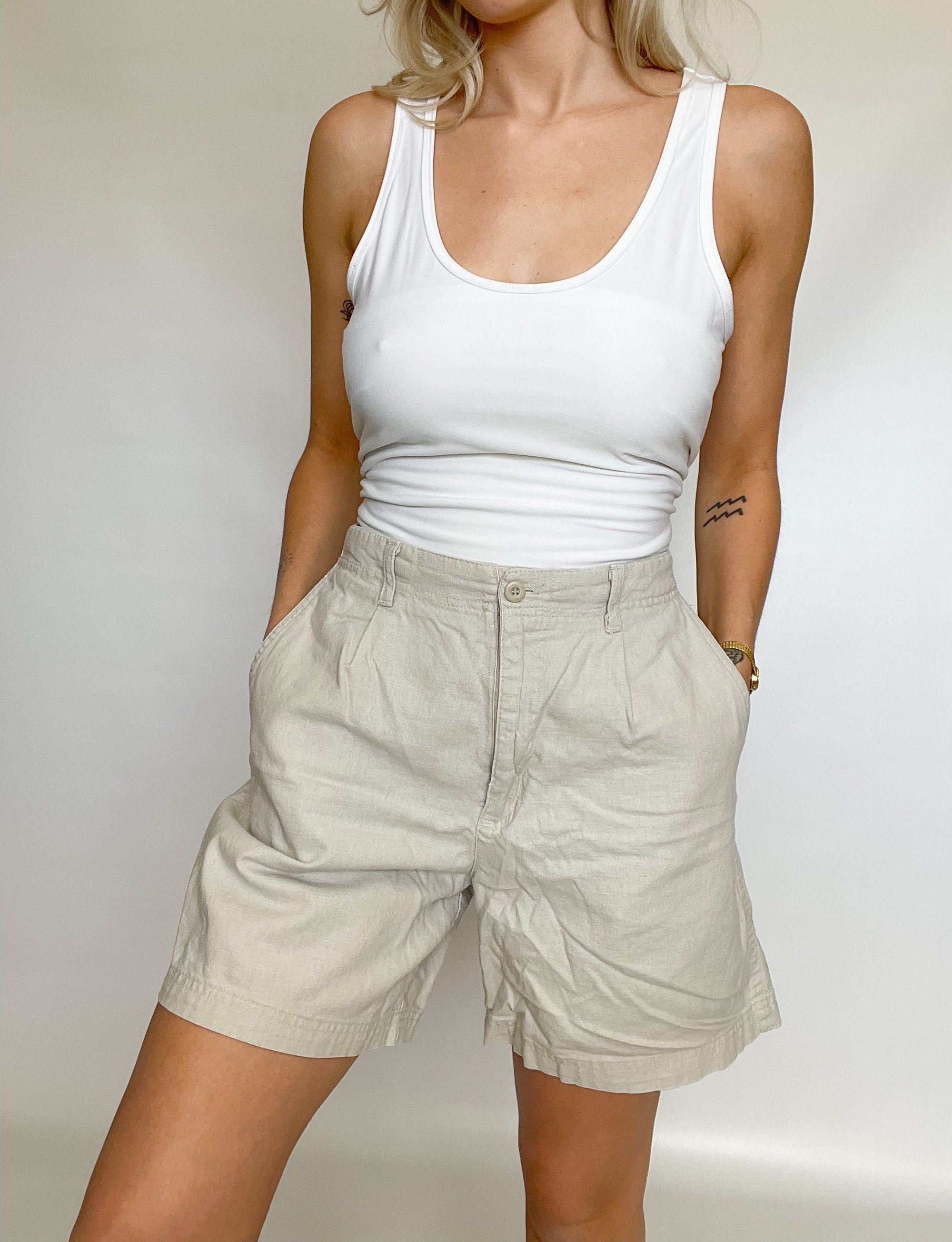 Tan Linen Shorts